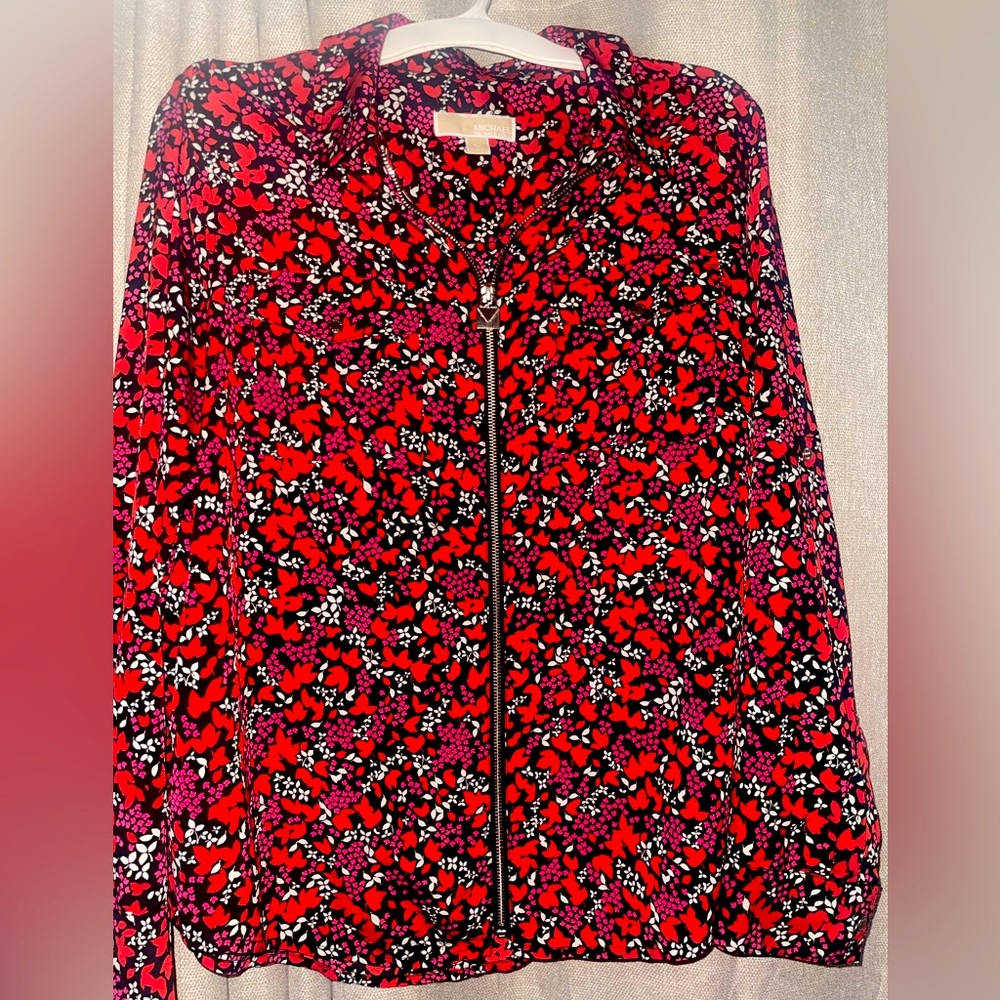 Michael Kors Blouse XL Zipper Red, Pink, Black